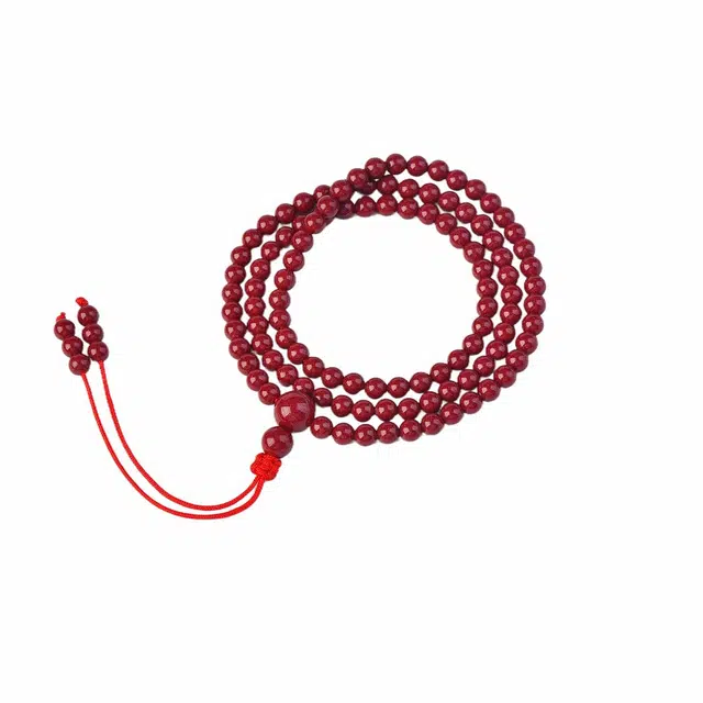 石在行 收藏级 平安转运纳福 国潮新中式 佛珠念珠文玩 多圈圆珠 再造辰砂朱砂 玉石手串 女