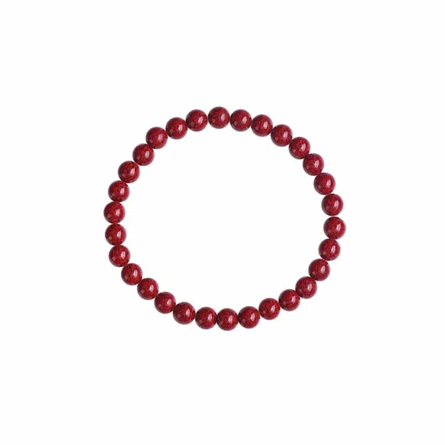 石在行 高含量原矿晶体砂 颗粒细闪 平安转运 本命年佛珠文玩素串珠子新中式 再造辰砂朱砂 玉石手串 男女同款情侣款