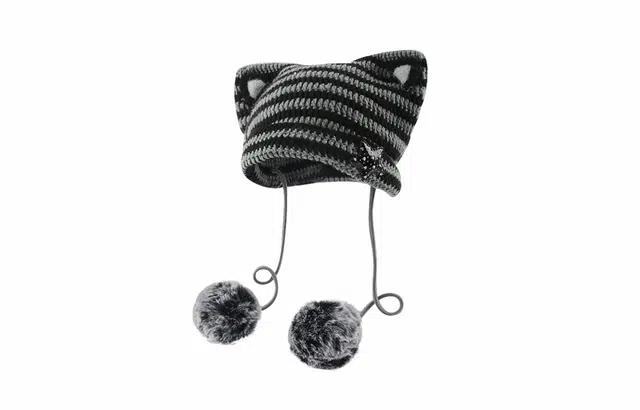CMFY Star Cat Ear Pom Pom Beanie