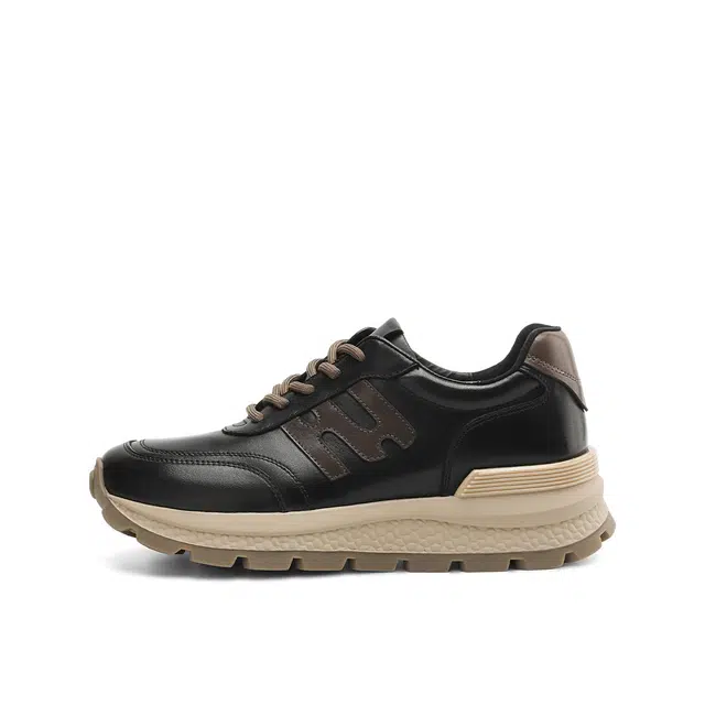 波尔谛奇 头层牛皮 舒适运动百搭厚底 轻便增高 低帮 生活休闲鞋 女款