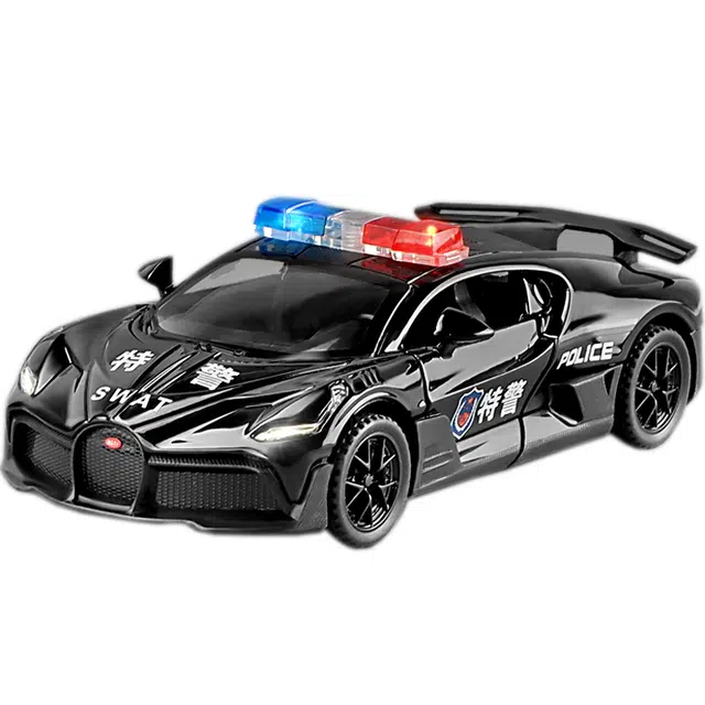 卡威 仿真布加迪合金警车 成品模型