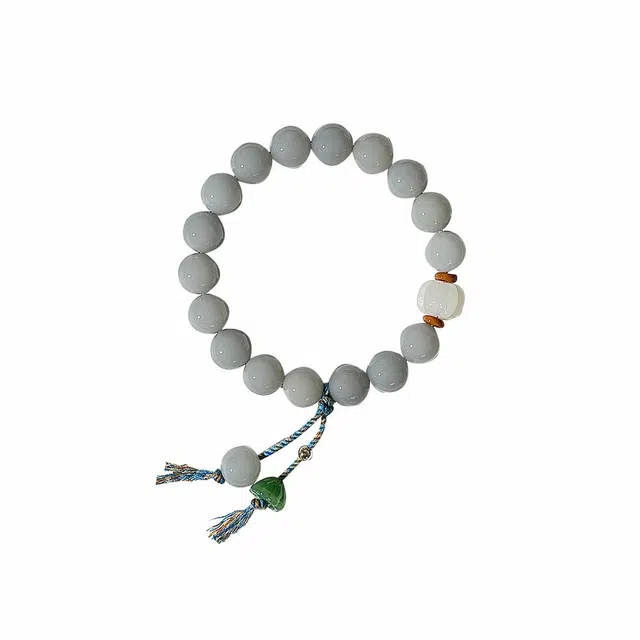 【好运莲莲】 琢玉居 小众国潮设计珠莲蓬 灰色系高油高密 白玉菩提 手串 男女同款情侣款