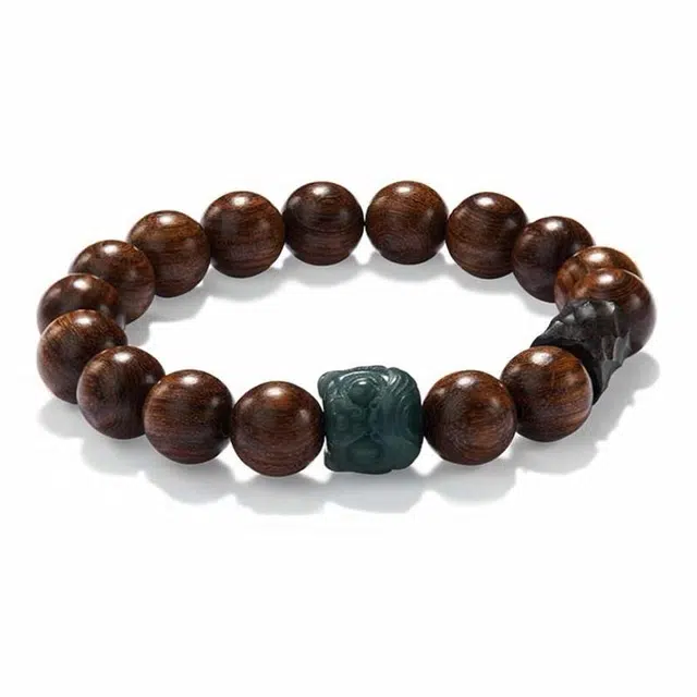 雅谷 醒狮 时来运转 民族风汉服 新中式国潮本命年盘玩佛珠念珠转运珠 木作 手串 男女同款情侣款 檀木