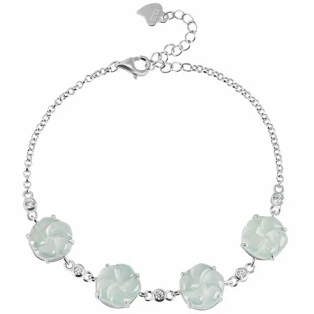 幸囍礼 蓝水梅花简约手饰 梅你不行国风配饰 汉服旗袍小众设计感饰品 豆种 翡翠手链 男女同款情侣款