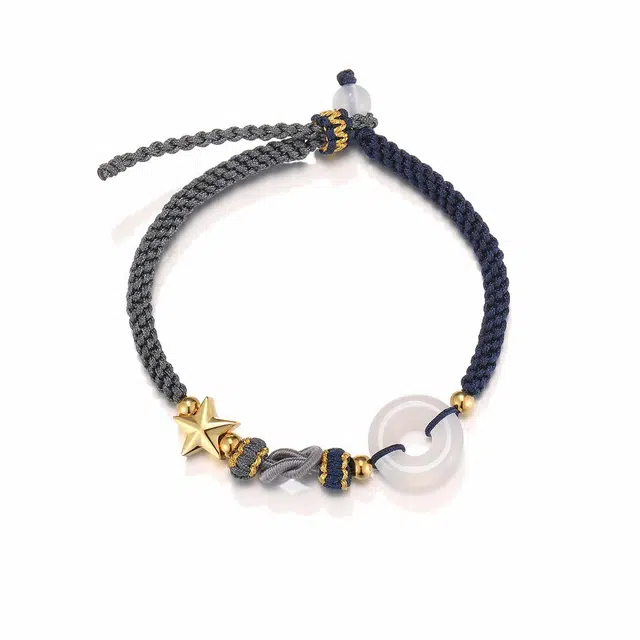 珂里 精致 云里雾里平安扣 星星设计感可调节百搭手饰 玛瑙 手链 女款