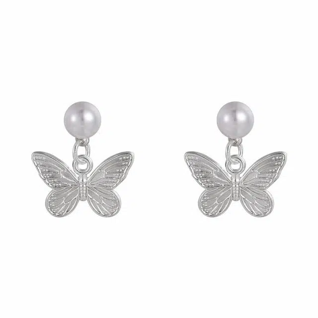 前方大荒野 蝴蝶森系小清新温柔优雅迷人甜美可爱简约时尚小众设计轻奢高级感日常通勤休闲百搭 合金 耳钉 女款