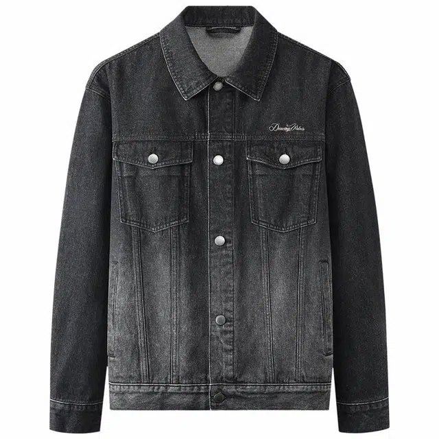 与狼共舞 潮流时尚翻领休闲纯棉牛仔夹克外套 男款 黑色