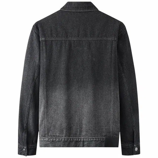 与狼共舞 潮流时尚翻领休闲纯棉牛仔夹克外套 男款 黑色