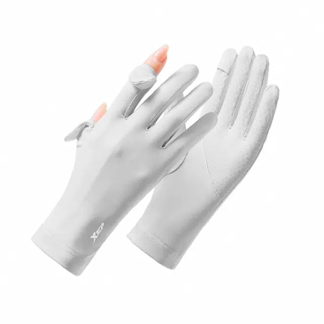 特步 防紫外线冰丝夏季薄款开车练车司机专用电动车 锦纶 防晒手套 男女同款情侣款