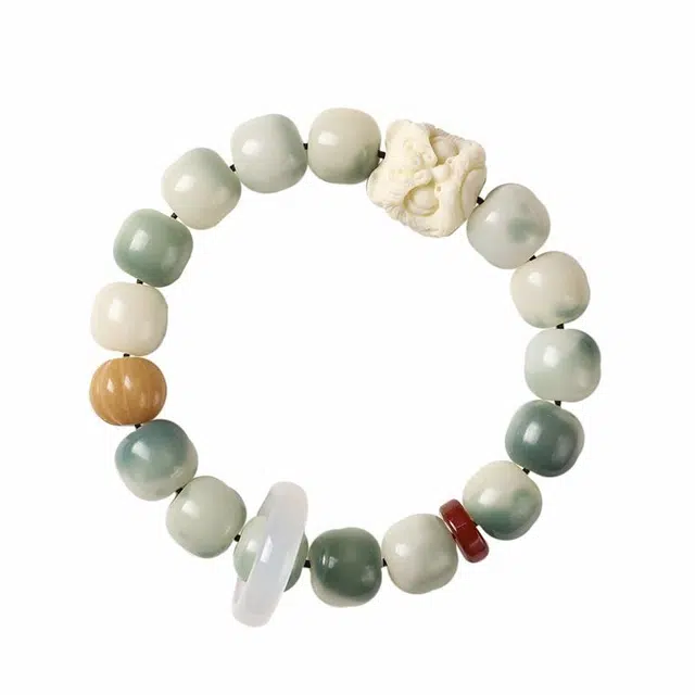 九隆古 国潮醒狮渐变诸事顺遂招财纳福 有钱花新中式文玩盘玩佛珠转运珠手饰#好运 菩提子/菩提籽 手串 男女同款情侣款