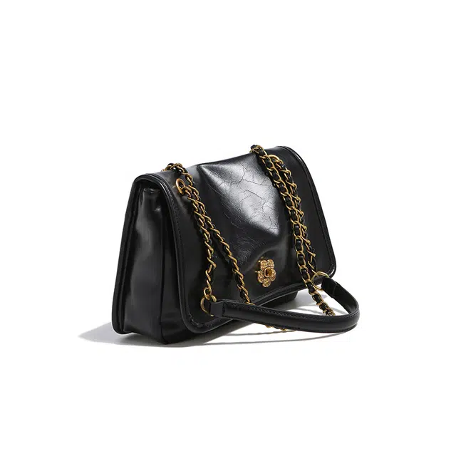 维尼奥 高级感通勤百搭气质腋下流浪包小众复古潮流时尚小香风链条包 合成革 斜挎单肩包 女款 红色黑色/咖色