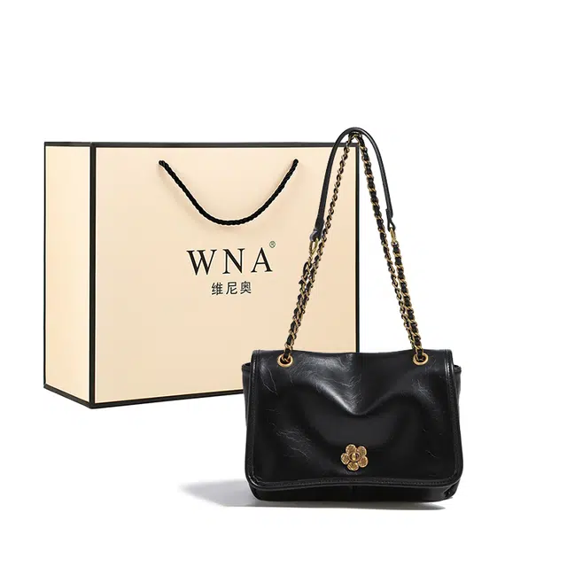 维尼奥 高级感通勤百搭气质腋下流浪包小众复古潮流时尚小香风链条包 合成革 斜挎单肩包 女款 红色黑色/咖色