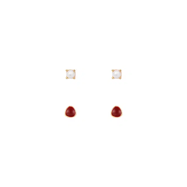 芒果饰品 红色小珍珠耳饰 铜 耳钉 女款