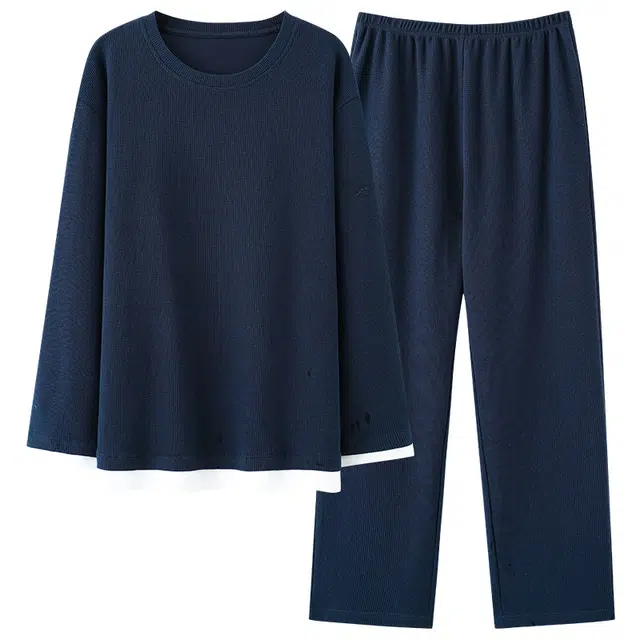 好福份 圆领简约休闲长袖长裤睡衣套装 男款 图片色