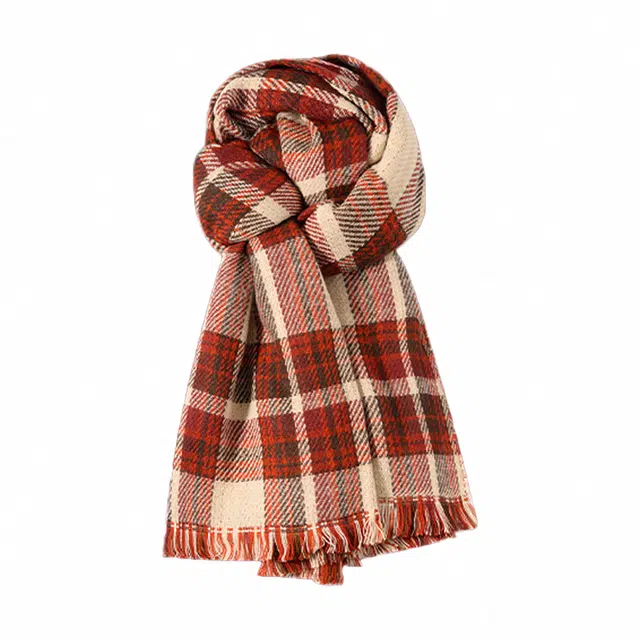 北极绒 格子爱心针织披肩秋冬新款韩版加厚保暖学生围脖 绒线围巾 男女同款情侣款