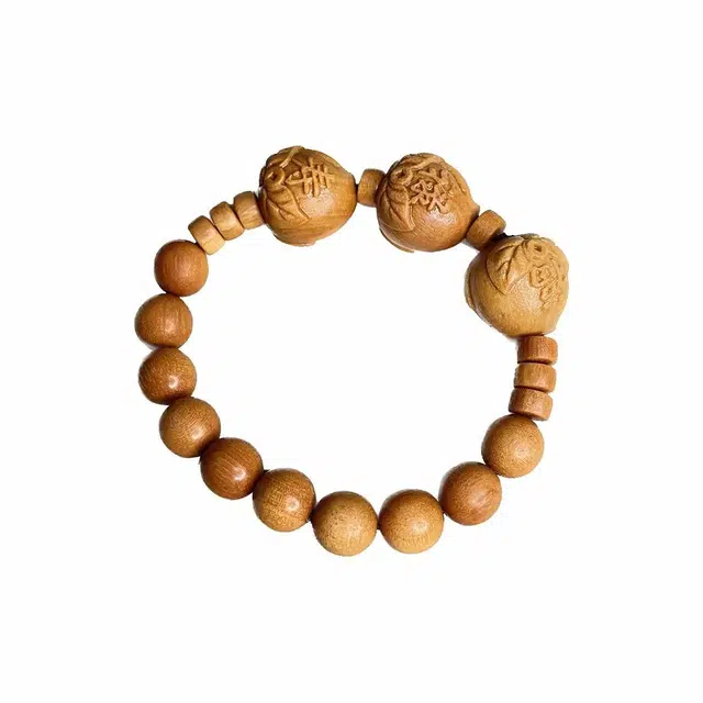 岁月静好 民族风个性手持盘玩佛珠 简约国潮新中式雕刻 诸事顺利 檀木 手串 男女同款情侣款