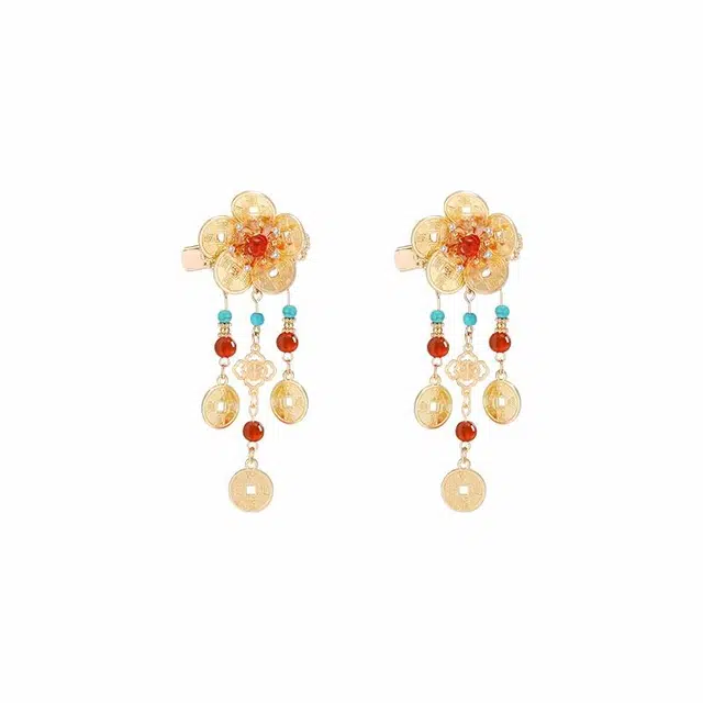 芒果饰品 花朵流苏 合金 发夹 女款