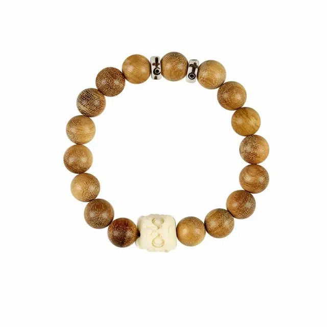 九隆古 国潮瑞兽醒狮 狮来运转诸事顺遂招财纳福 有钱花新中式文玩盘玩佛珠转运珠手饰#好运 奶香木 手串 男女同款情侣款