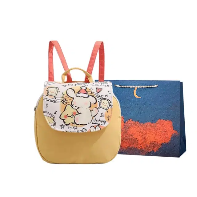 爱尔绅特 可爱时尚百搭 帆布 双肩包 常规 女款 黄色