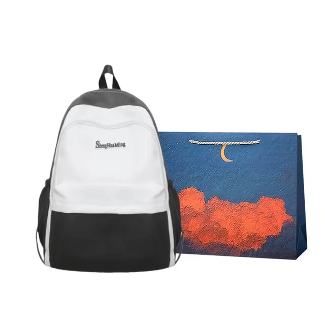 爱尔绅特 学院风美式书包撞色拼接设计大容量休闲旅行背包 尼龙 双肩包 常规 男女同款情侣款 黑色/卡其色/绿色/蓝色