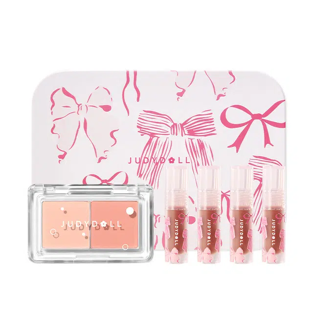 橘朵 唇釉双色腮红礼盒彩妆套装 易上色玻璃唇哑光气色 粉嫩氛围感春日限定