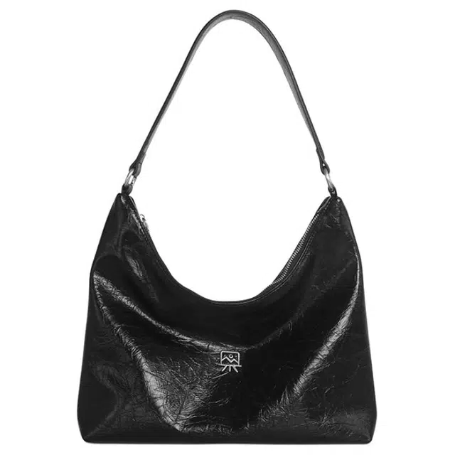 木川卡 腋下包韩系复古托特包 超纤皮 手提单肩包 男女同款情侣款 黑色