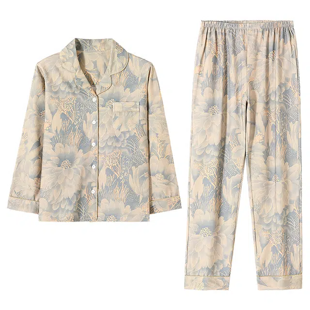 莫代尔 舒适轻盈休闲优雅时尚家居服可外穿睡衣套装 女款 卡其色