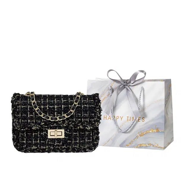 Miss Angel Plaid Chain Crossbody Bag