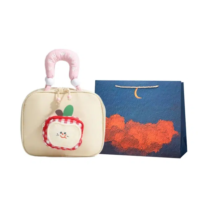 爱尔绅特 可爱少女化妆洗漱包分层收纳包 尼龙 手提包 常规 女款 米白色