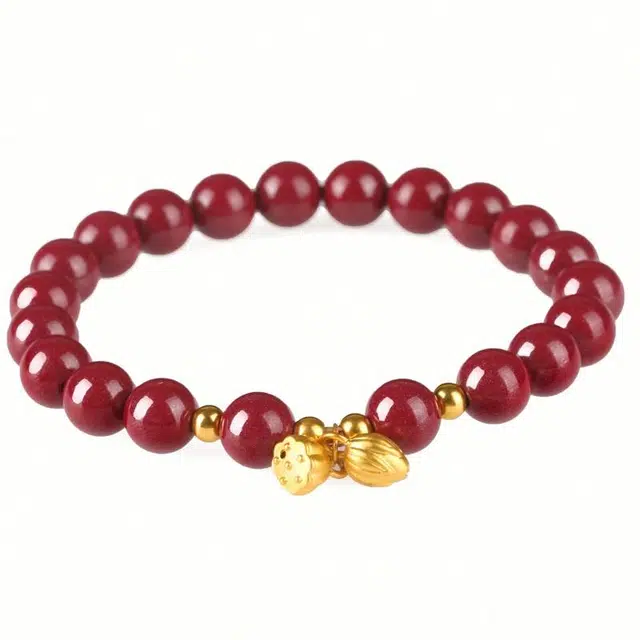 妍韵珠宝 紫金砂 莲蓬转运 再造辰砂朱砂 玉石手串 男女同款情侣款