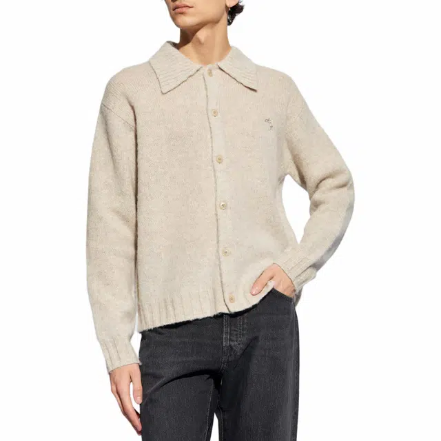 Acne Studios SS24 Long Sleeve Polo Sweater Beige