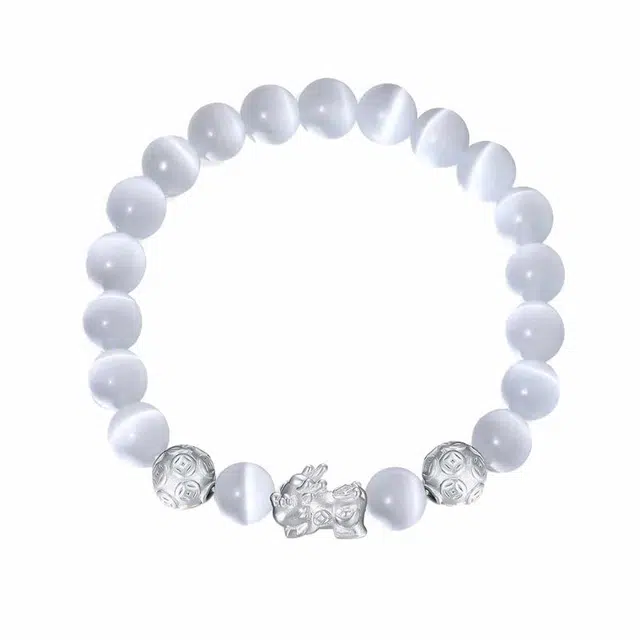 周百福 招财进你貔貅吞金兽国潮中式 轻奢精致 简约时尚 日常通勤 百搭 手饰 小众国风 转运珠编织绳 黑曜石 玉石手串 男女同款情侣款