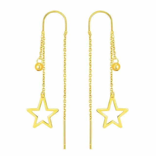 中国珠宝 星星耳饰 日常时髦百搭 小众设计不撞款 极简风轻奢风 高级感 日常百搭约会恋爱单品 足金 按克计价 耳线 女款