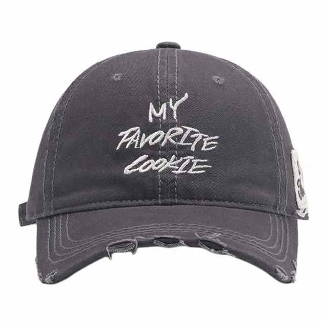 浪莎 软顶字母刺绣破洞男士棒球帽大头围显脸小女士时尚弯檐鸭舌帽 棉 鸭舌帽 男女同款情侣款