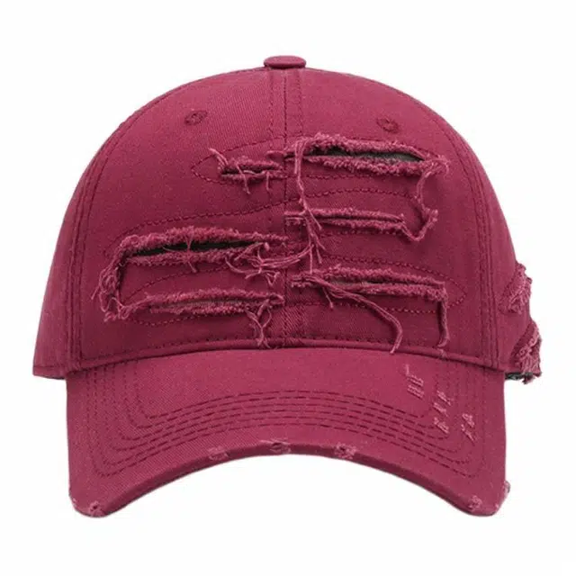 浪莎 光板欧美大头围破洞男女士棒球帽百搭透气学生户外骑车鸭舌帽子 棉 鸭舌帽 男女同款情侣款