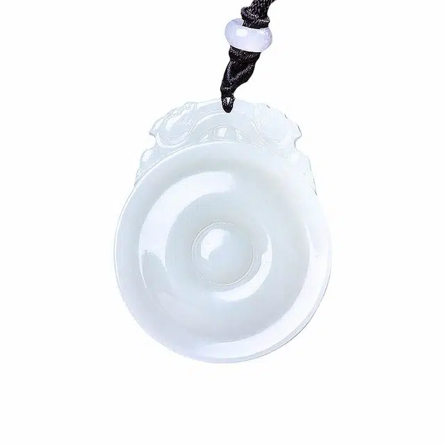 舒杰 复古双龙平安牌 和田玉项链 白玉 男女同款情侣款