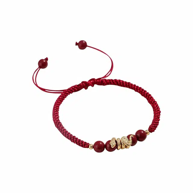 琉堇 生肖顺利 蛇年吉祥 百搭朱事顺遂中国红编织绳手饰 时来好运本命年转运珠链 生日周岁#好运 再造辰砂朱砂 手链 男女同款情侣款