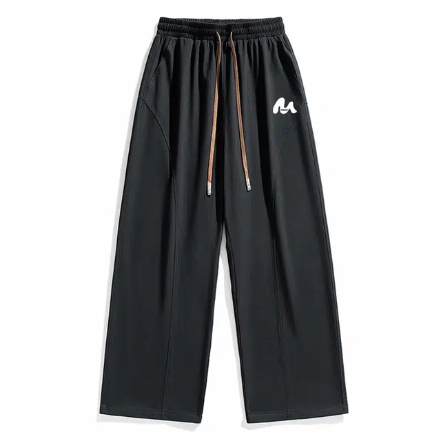 星际者 美式高街卫裤纯色系带垂感宽松百搭直筒休闲针织运动裤 男女同款