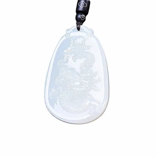 舒杰 吉祥龙本命年 和田玉项链 白玉 男女同款情侣款