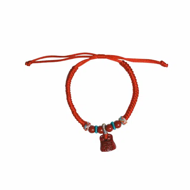 琉堇 国风红色转运手绳 新中式平安扣手饰 本命年转运小福袋 古风守护招桃花 再造辰砂朱砂 玉石手链 男女同款情侣款