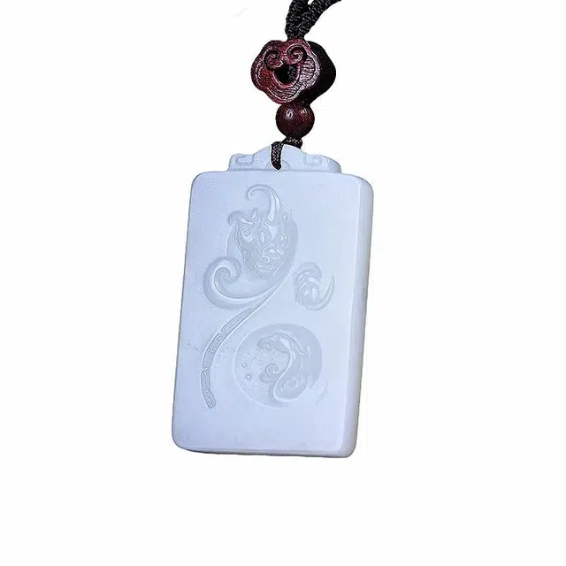 舒杰 新中式经典龙凤牌情侣项链 和田玉 白玉 男女同款情侣款