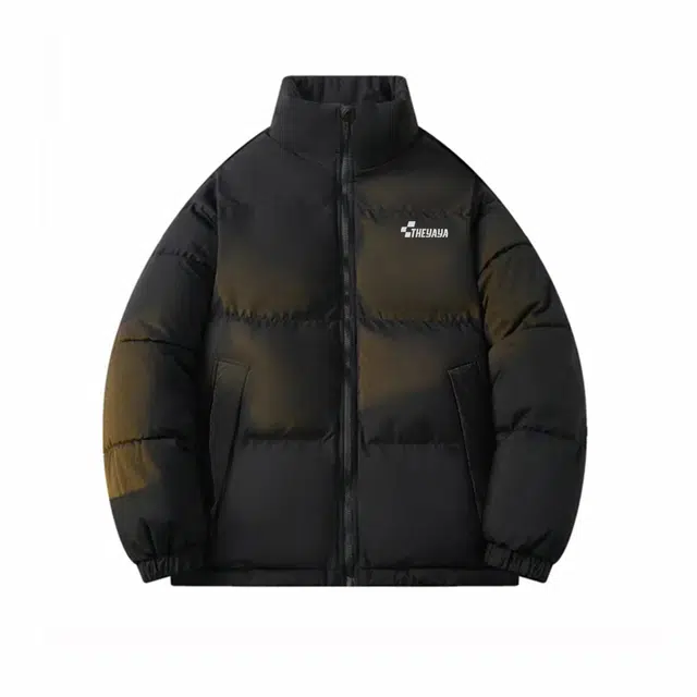 鸭鸭 简约品牌字母印花基础款纯色拉链立领宽松休闲百搭户外运动无性别主义面包服加厚防寒保暖羽绒服 男女同款