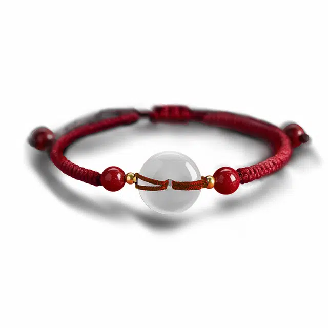 京华录 转运珠 再造辰砂 国风招财纳福 平安扣 小众 女神气质感 编织 宫廷风 显白优雅 玉髓 手链 男女同款情侣款