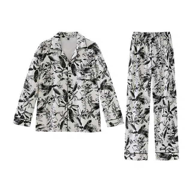 好福份 水墨画德绒长袖可外穿保暖长裤家居服睡衣套装 男款 图片色