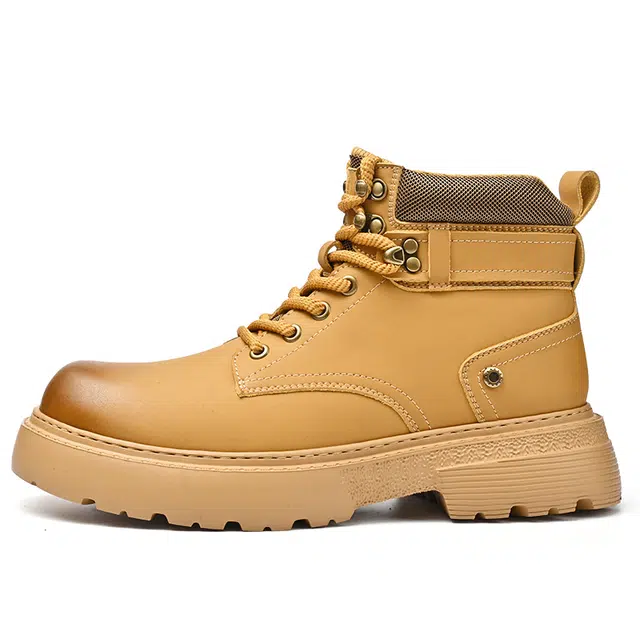 袋鼠头 牛剖层革 舒适软底软面 短筒 马丁靴 男款