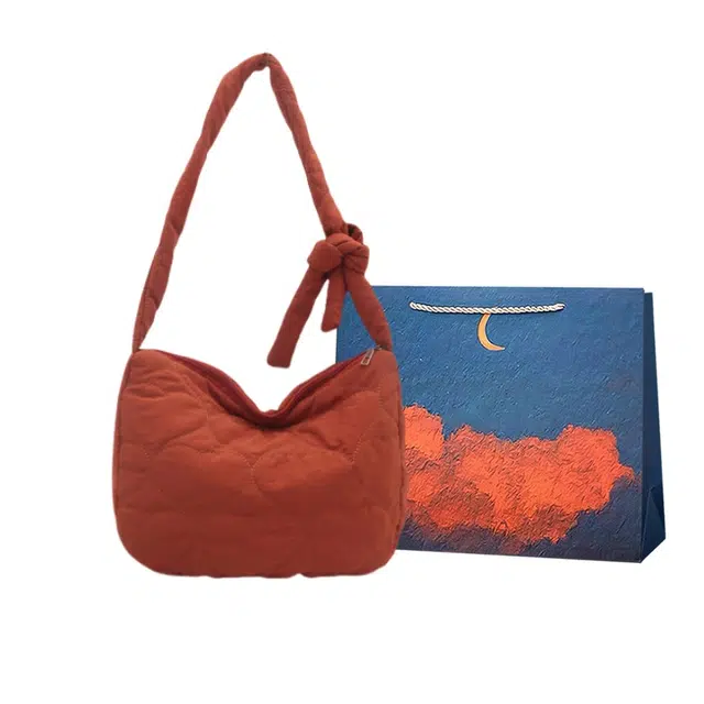 爱尔绅特 休闲简约日常通勤时尚百搭 尼龙布 斜挎单肩包 常规 女款 桔色米白色黑色红色紫色卡其色绿色