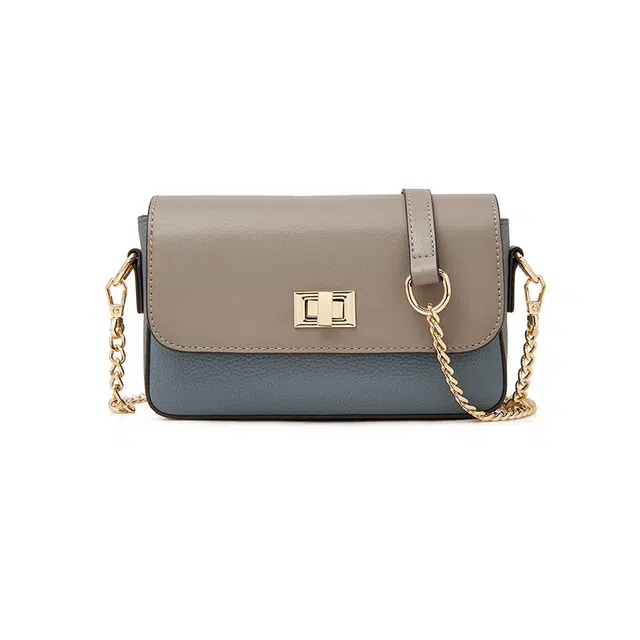 老人头 前后幅头层 小众质感日常休闲简约 牛皮 单肩斜挎包 女款 卡其色蓝色