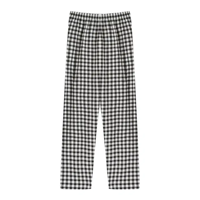 欧诗帛 休闲简约格子中腰长裤睡裤 女款 图片色