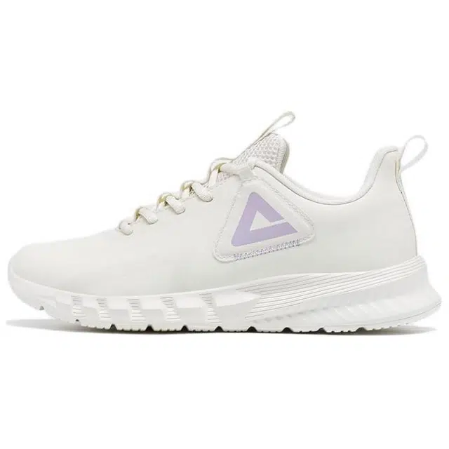 匹克 回弹轻便减震 低帮 跑步鞋 女款 帆布白