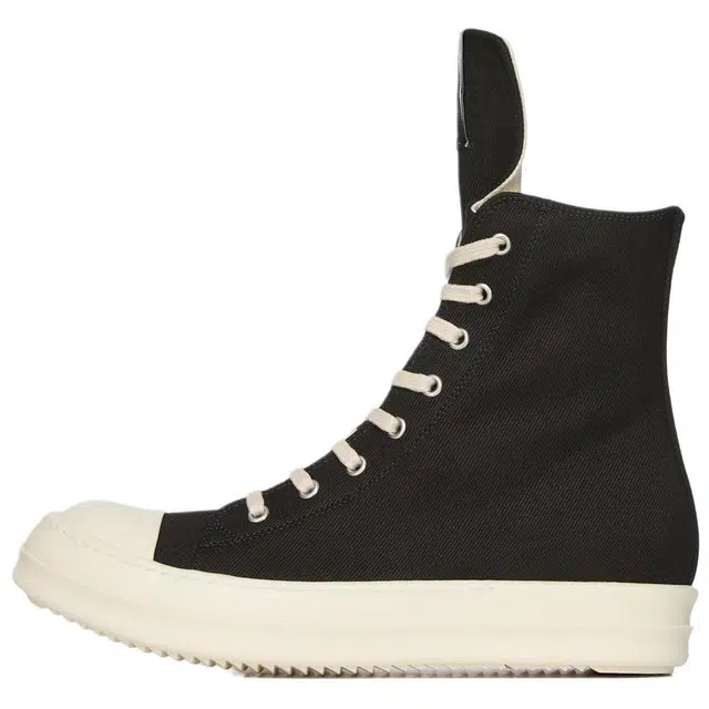 Rick Owens DRKSHDW Round Toe Zip High Top Sneakers Black